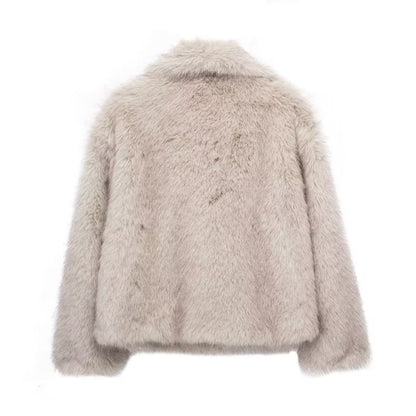 Manteau hiver femme en peluche col à revers manches longues