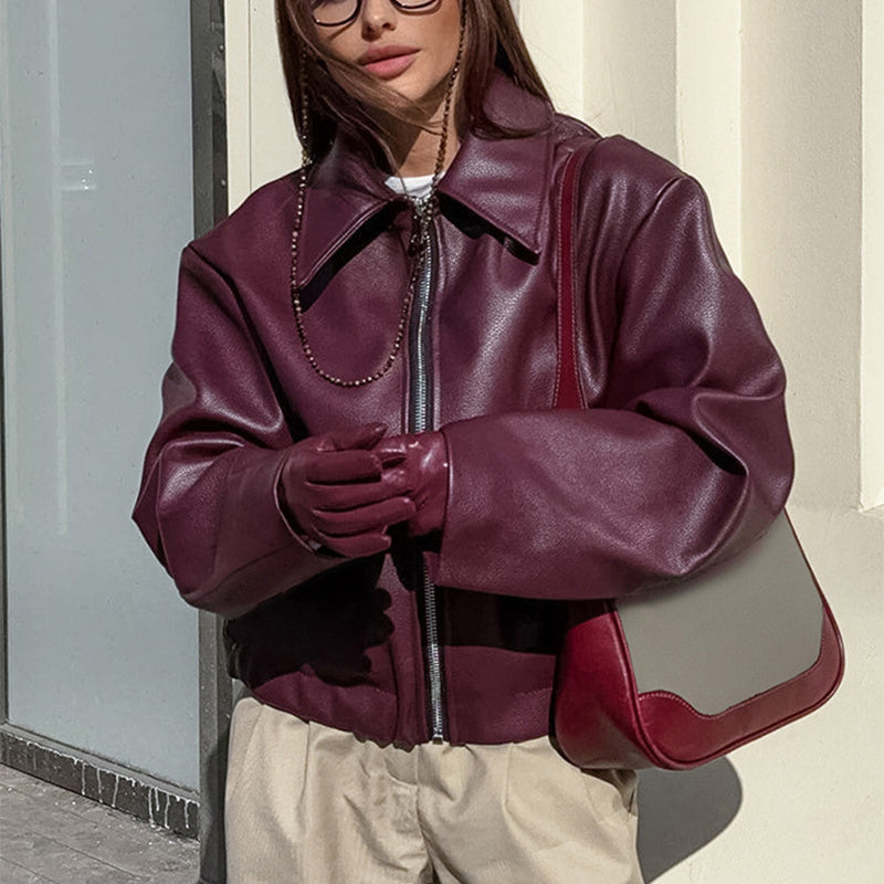 Veste Cuir Zippée Camille